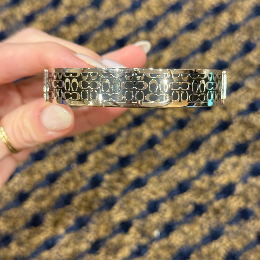 Silver Patterned Coach Bangle Bracelet - image 1